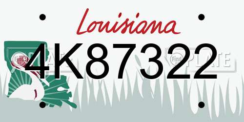 4K87322 Louisiana License Plate