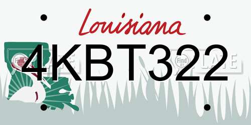 4KBT322 Louisiana License Plate
