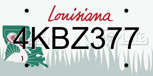 4KBZ377 Louisiana License Plate