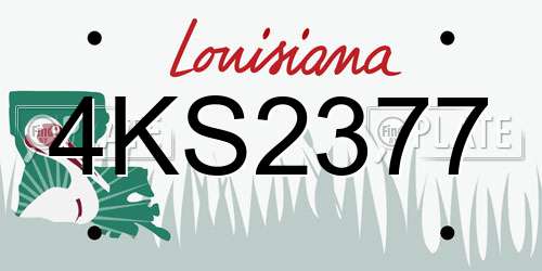 4KS2377 Louisiana License Plate