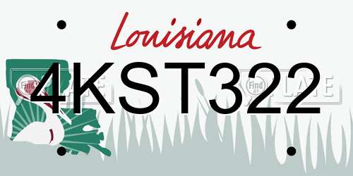 4KST322 Louisiana License Plate