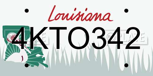 4KTO342 Louisiana License Plate