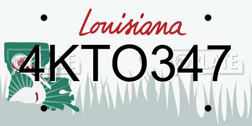4KTO347 Louisiana License Plate