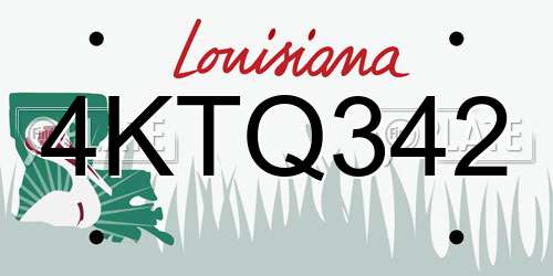 4KTQ342 Louisiana License Plate
