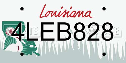 4LEB828 Louisiana License Plate
