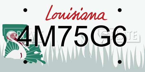 4M75G6 Louisiana License Plate