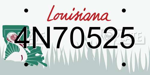 4N70525 Louisiana License Plate