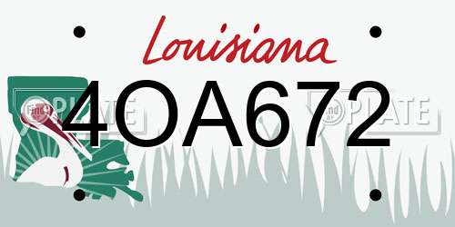 4OA672 Louisiana License Plate