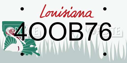 4OOB76 Louisiana License Plate