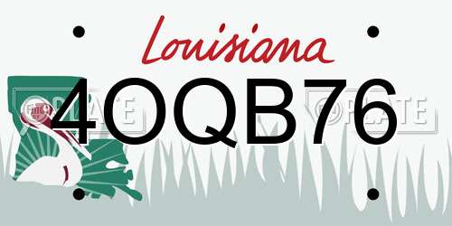 4OQB76 Louisiana License Plate