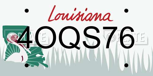 4OQS76 Louisiana License Plate