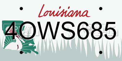 4OWS685 Louisiana License Plate