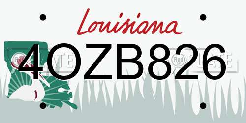 4OZB826 Louisiana License Plate