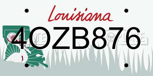 4OZB876 Louisiana License Plate