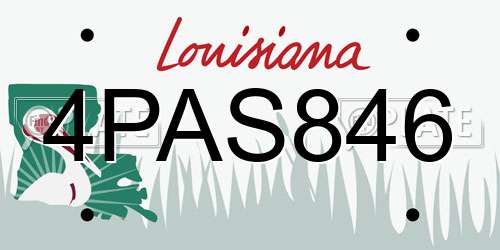 4PAS846 Louisiana License Plate
