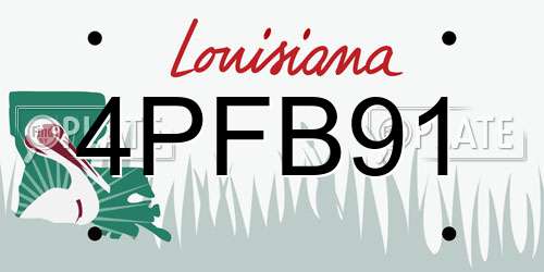 4PFB91 Louisiana License Plate