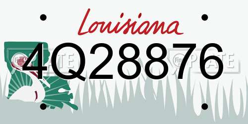 4Q28876 Louisiana License Plate