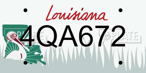 4QA672 Louisiana License Plate