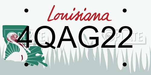 4QAG22 Louisiana License Plate