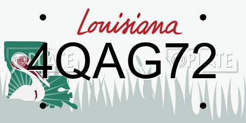 4QAG72 Louisiana License Plate
