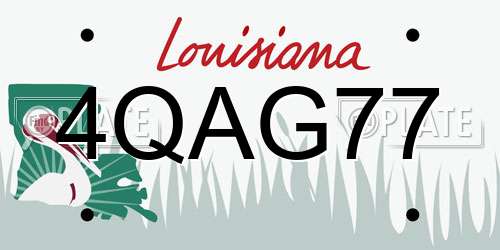 4QAG77 Louisiana License Plate