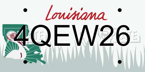 4QEW26 Louisiana License Plate