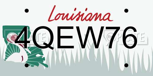 4QEW76 Louisiana License Plate