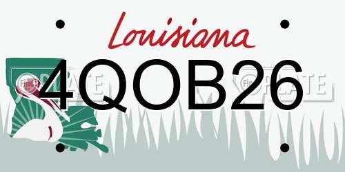 4QOB26 Louisiana License Plate