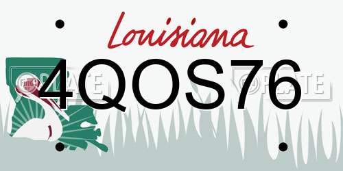 4QOS76 Louisiana License Plate