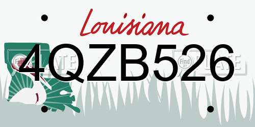 4QZB526 Louisiana License Plate