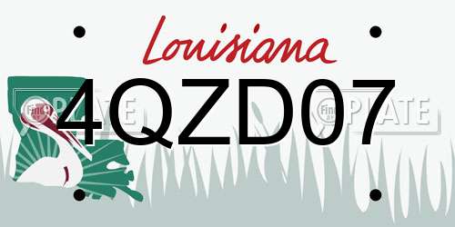 4QZD07 Louisiana License Plate
