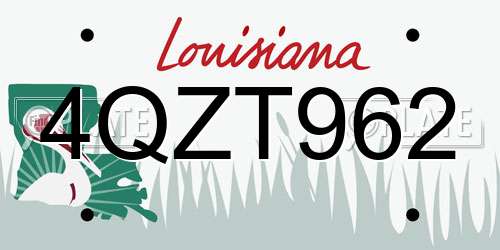 4QZT962 Louisiana License Plate