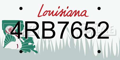 4RB7652 Louisiana License Plate