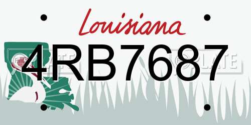 4RB7687 Louisiana License Plate