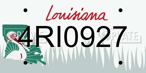 4RI0927 Louisiana License Plate