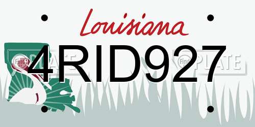 4RID927 Louisiana License Plate