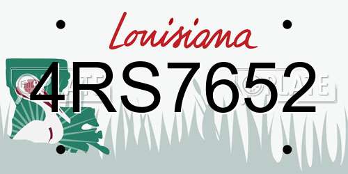 4RS7652 Louisiana License Plate