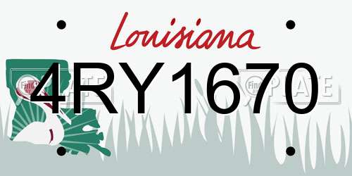 4RY1670 Louisiana License Plate