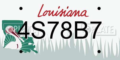 4S78B7 Louisiana License Plate