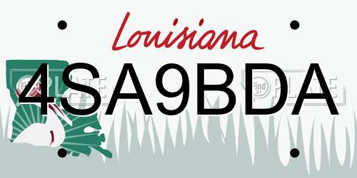 4SA9BDA Louisiana License Plate