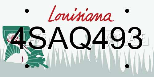 4SAQ493 Louisiana License Plate