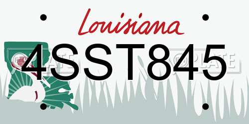 4SST845 Louisiana License Plate