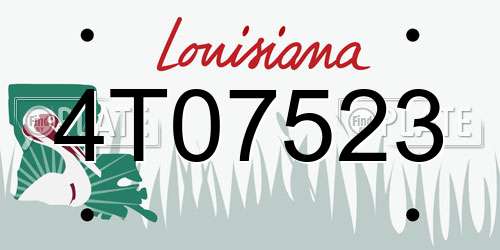 4T07523 Louisiana License Plate
