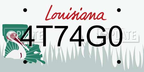 4T74G0 Louisiana License Plate