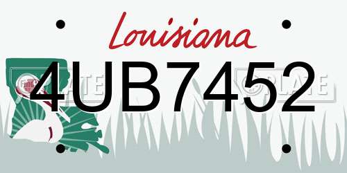 4UB7452 Louisiana License Plate