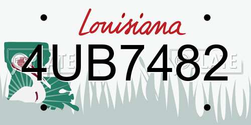4UB7482 Louisiana License Plate