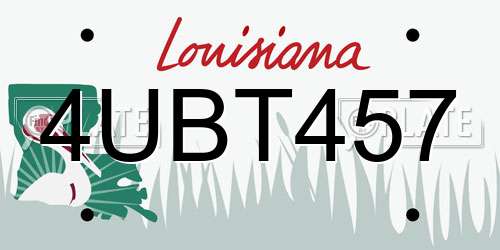 4UBT457 Louisiana License Plate