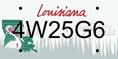 4W25G6 Louisiana License Plate