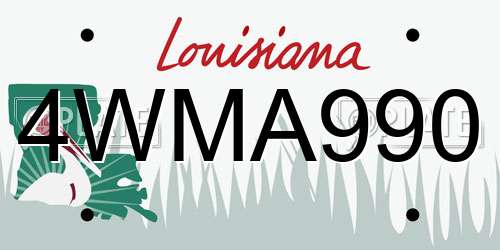 4WMA990 Louisiana License Plate