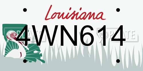 4WN614 Louisiana License Plate